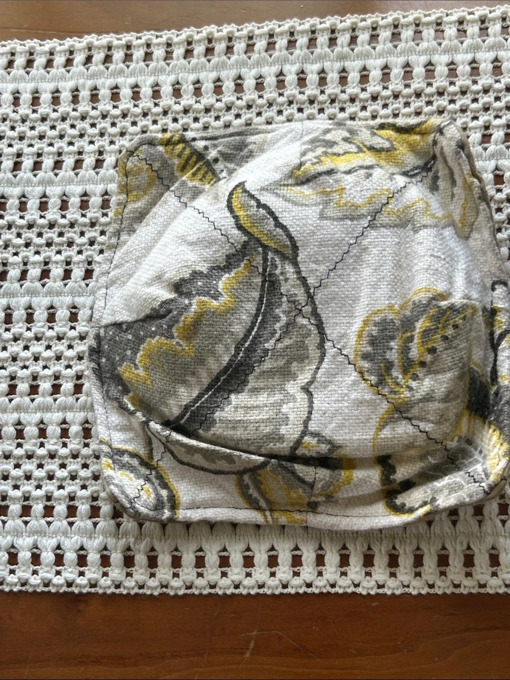 Bowl Cozy Set of 2 Hot Cold Kitchen Linens Handmade Gray Yellow Green Black